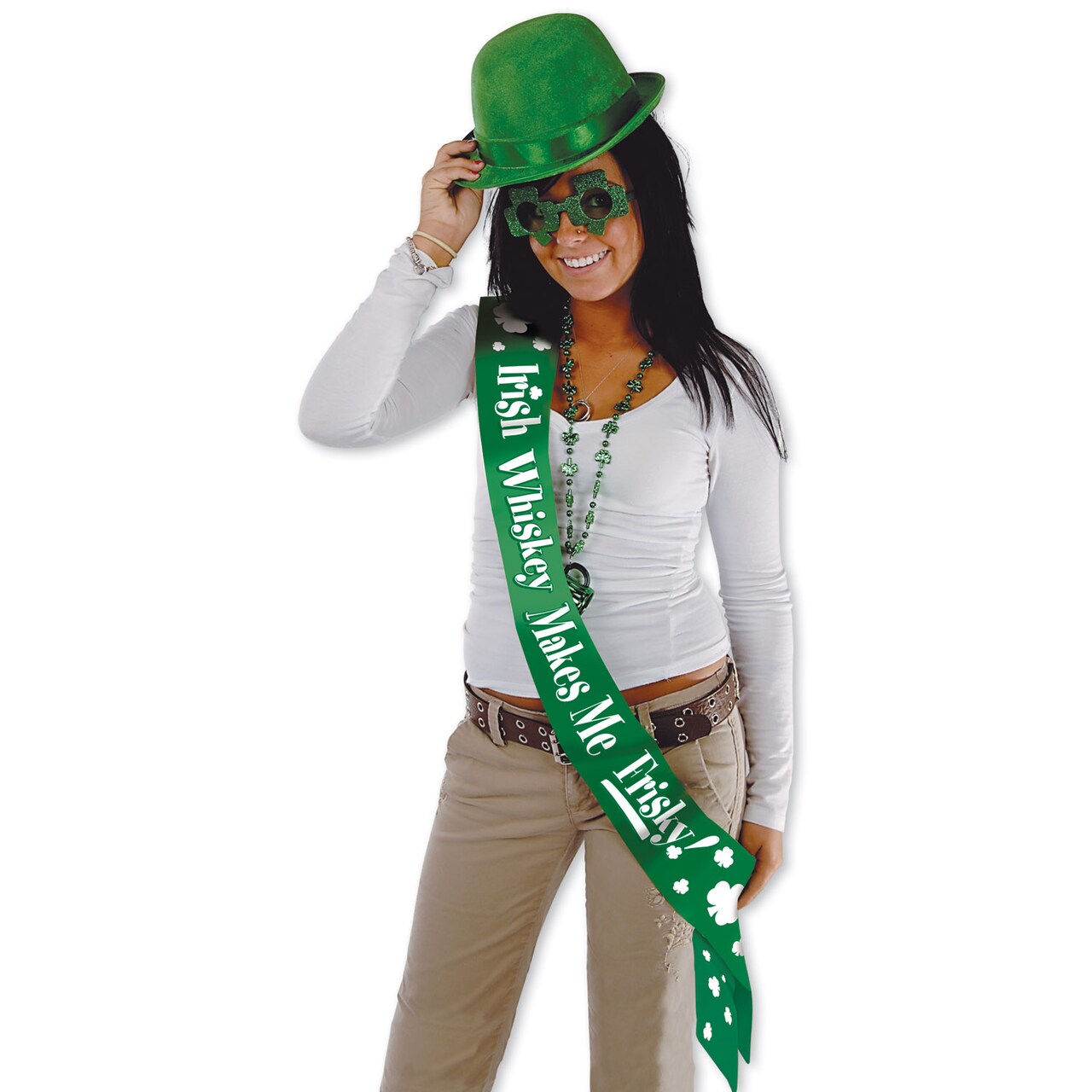 St. Patricks Theme - Irish Whiskey Makes Me Frisky! Satn Sash - Pack of 6